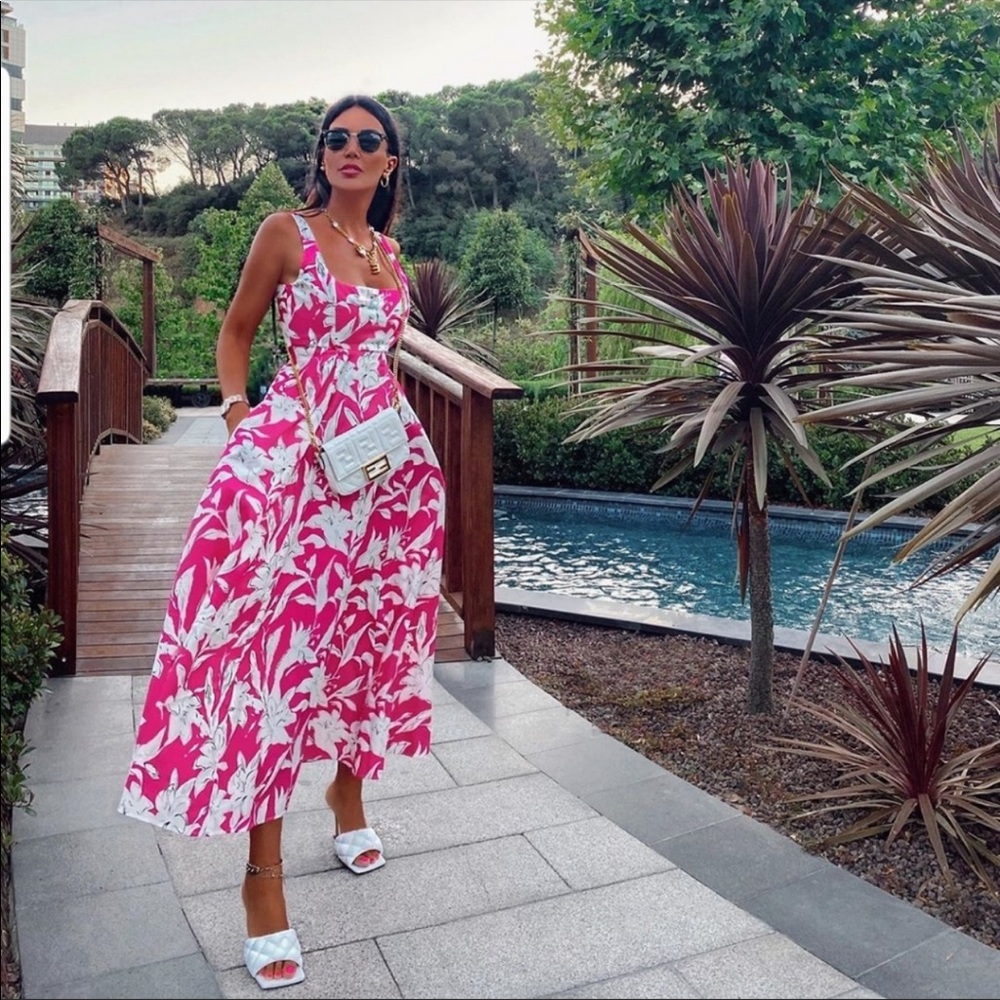 ZARA FLORAL PRINTED POPLIN DRESS M NWT